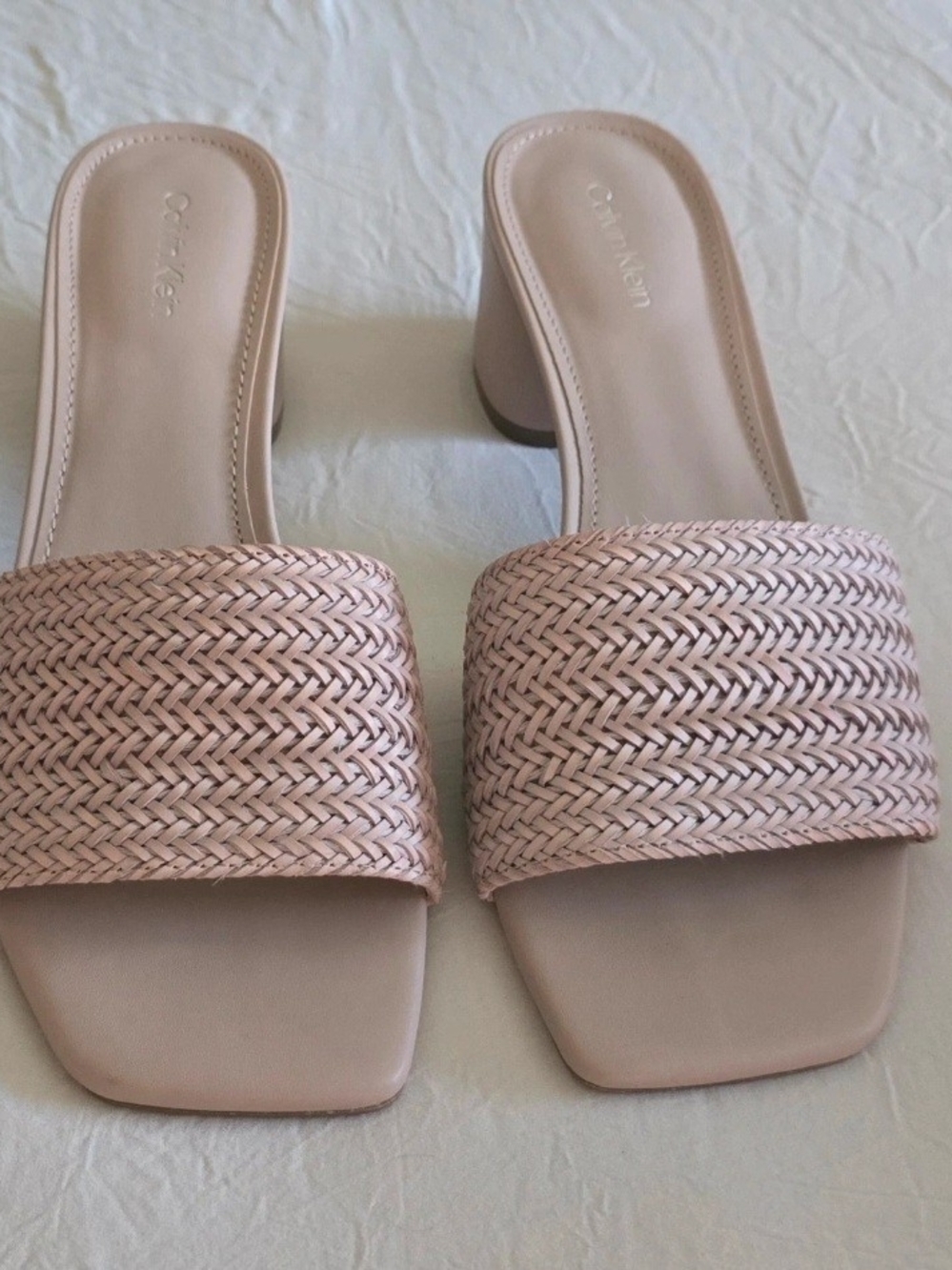 Calvin Klein Blush Pink Woven Slides